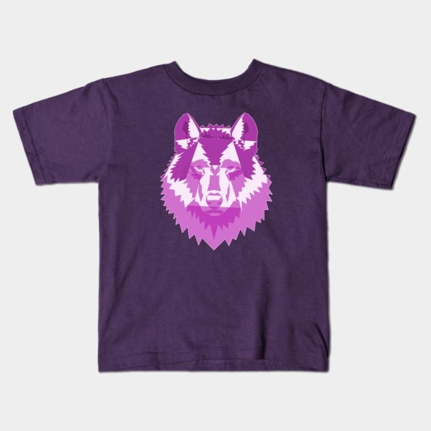 Geometric Pink Wolf Kids T-Shirt by Kikabreu